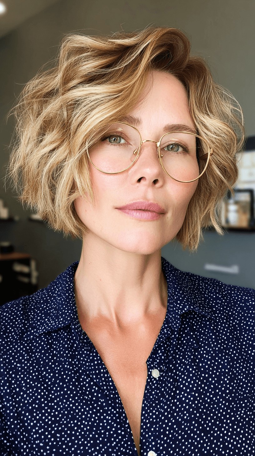 Textured Teddy Bronde Bob with Defined Waves