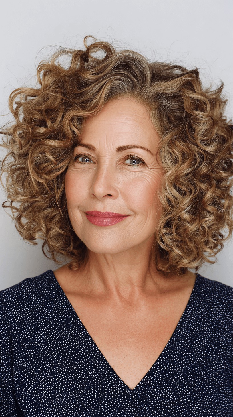 Textured Teddy Bronde Curly Bob with Defined Curls