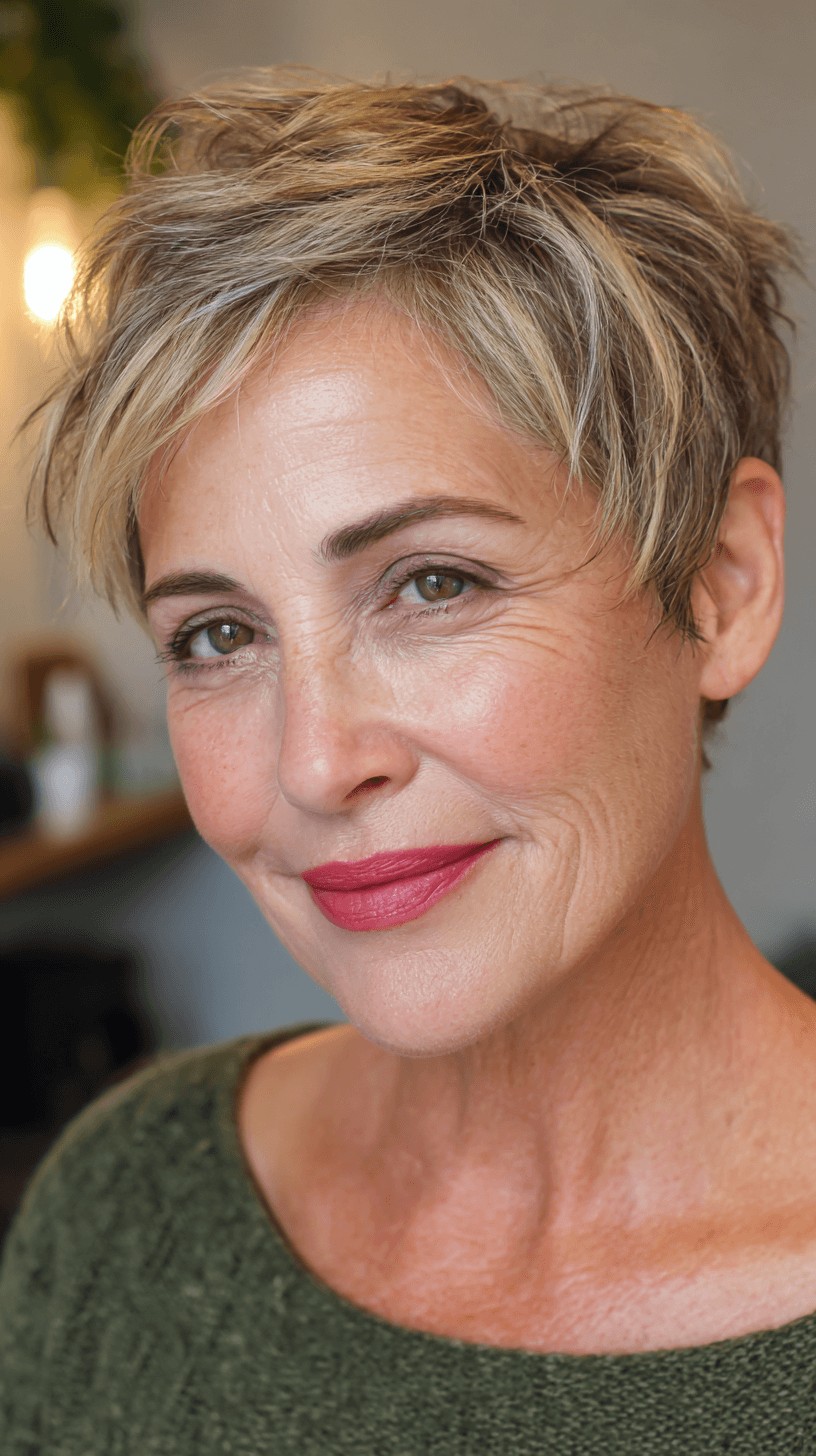 Textured Teddy Bronde Pixie with Feathered Layers