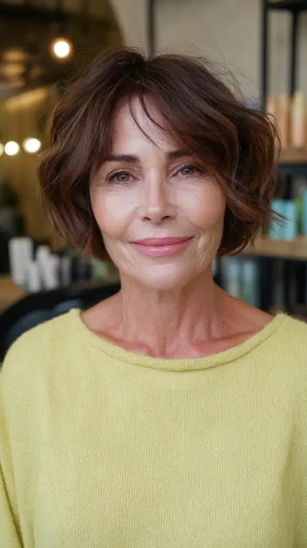 textured wavy bob with soft layers
