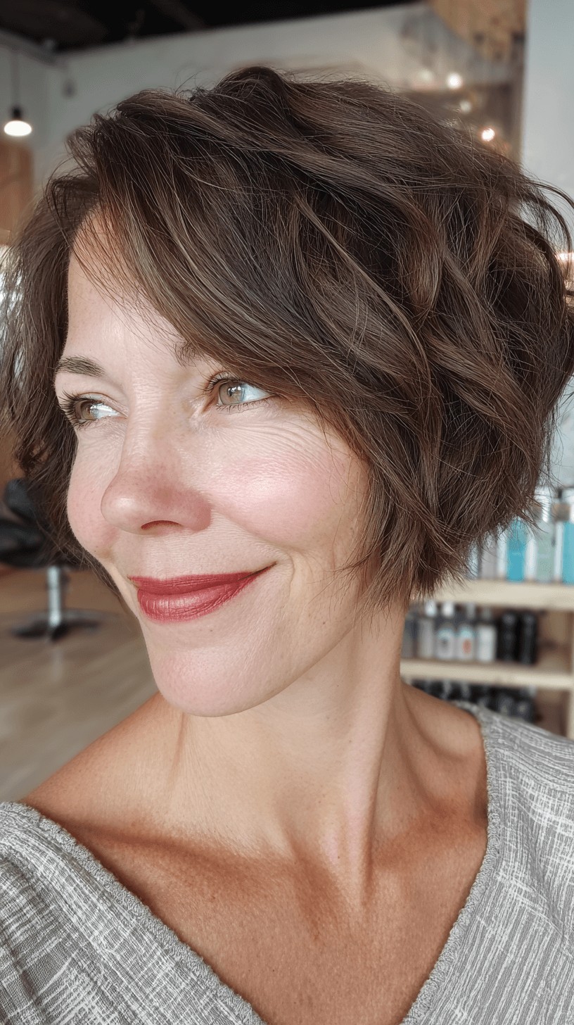 Textured Wavy Bob with Subtle Layers