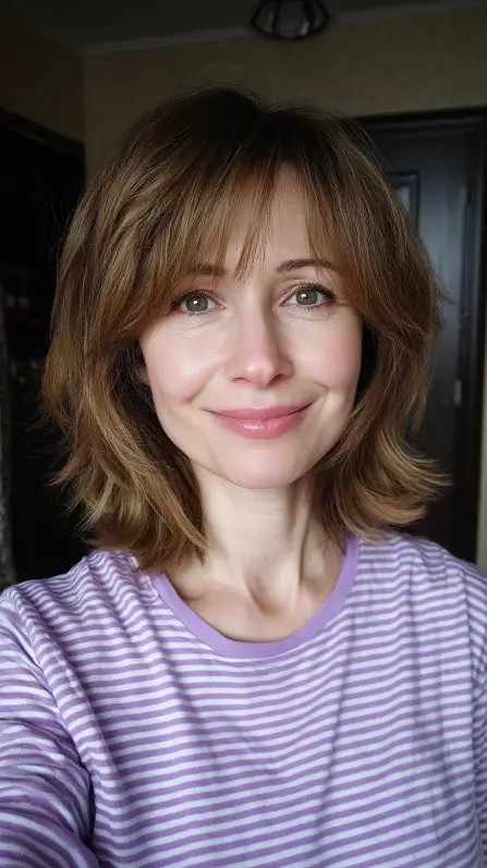 Casual Layered Cut with Soft Face-Framing Bangs