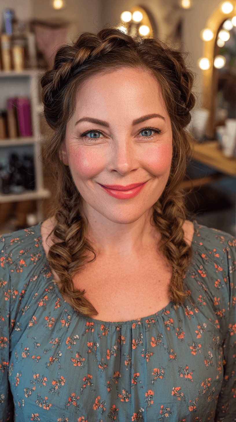 Charming Braided Half-Up Style with Textured Waves