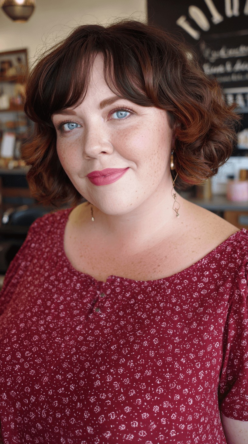 Charming Curly Bob with Subtle Highlights