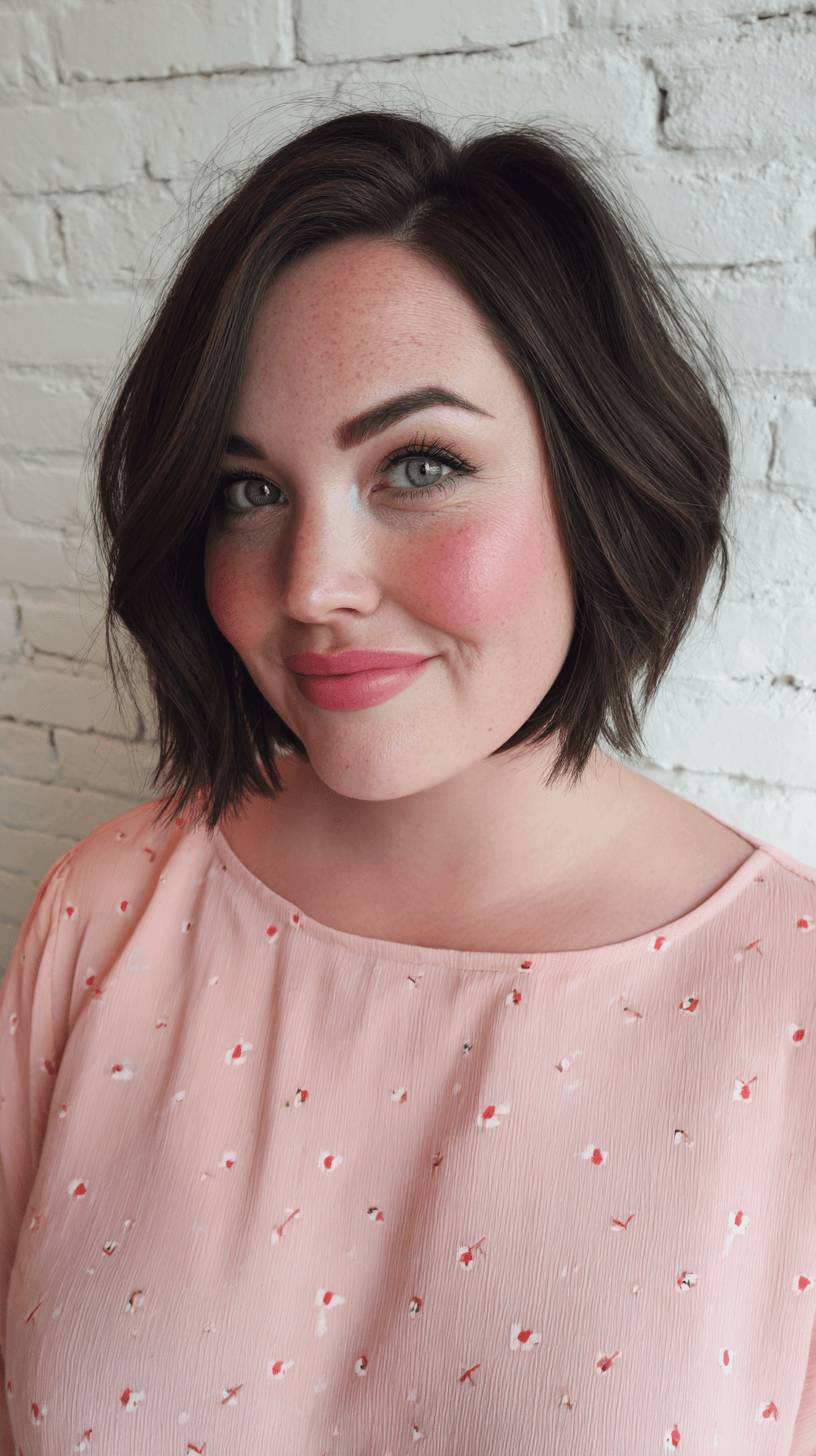 Chic Dark Brown Textured Bob with Subtle Volume