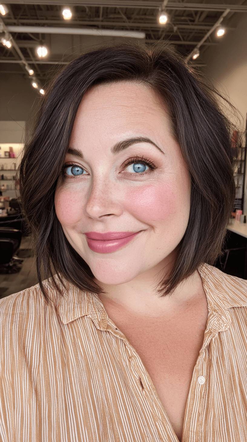 Chic Layered Dark Brown Bob with Subtle Highlights