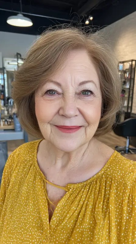 chic layered light brown bob