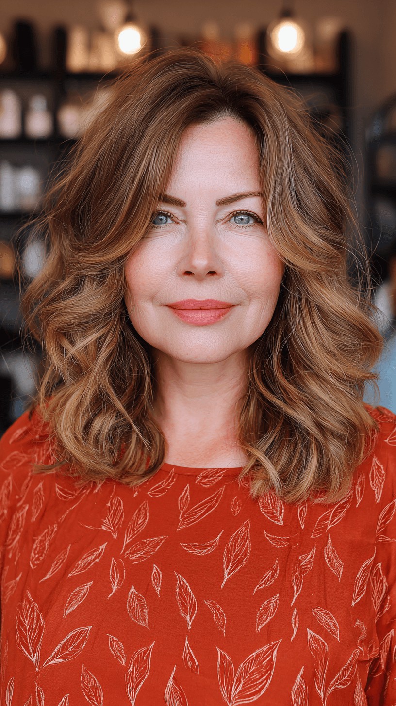 Chic Layered Waves for Round Faces