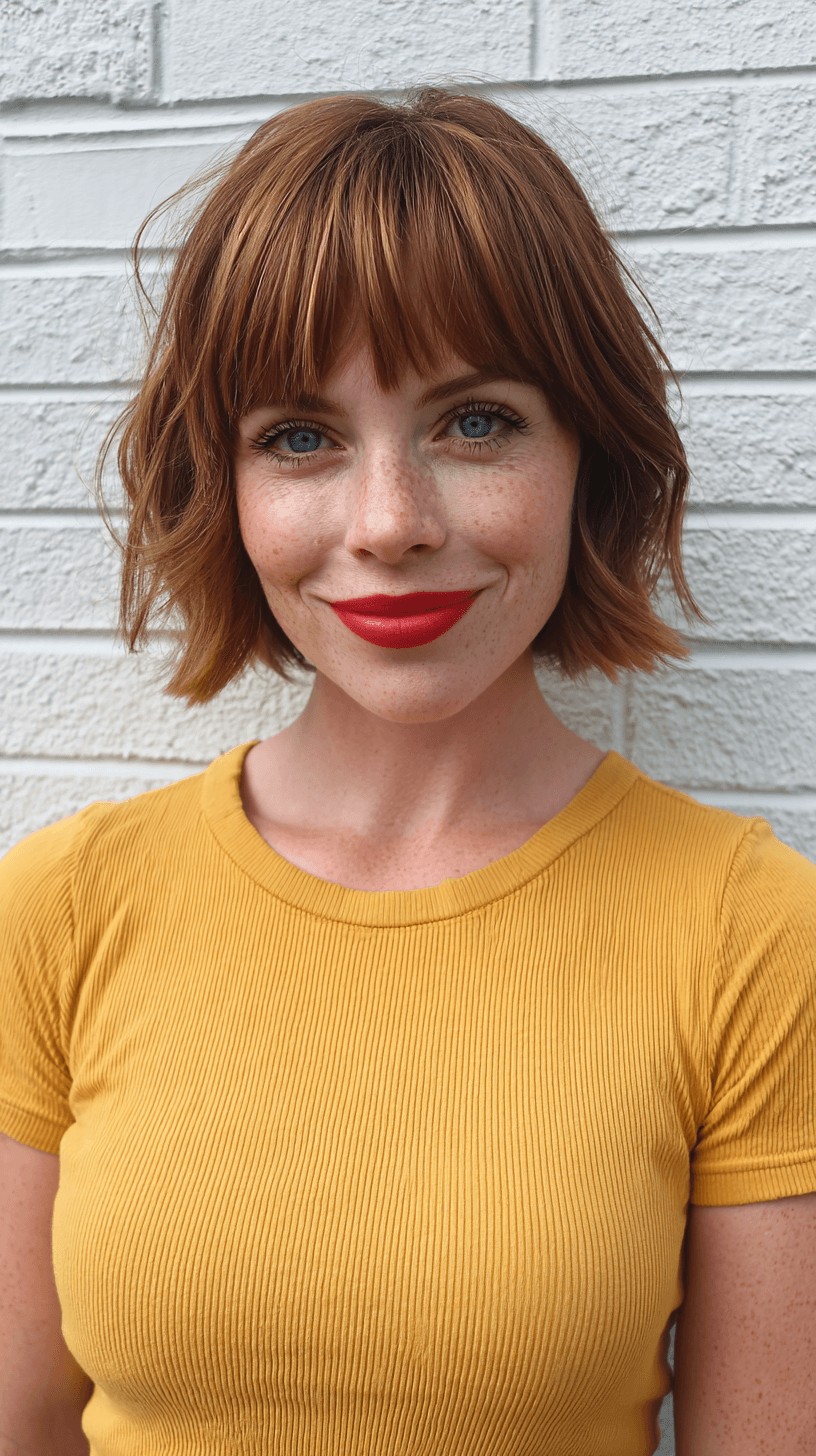 Chic Textured Lob with Wispy Bangs
