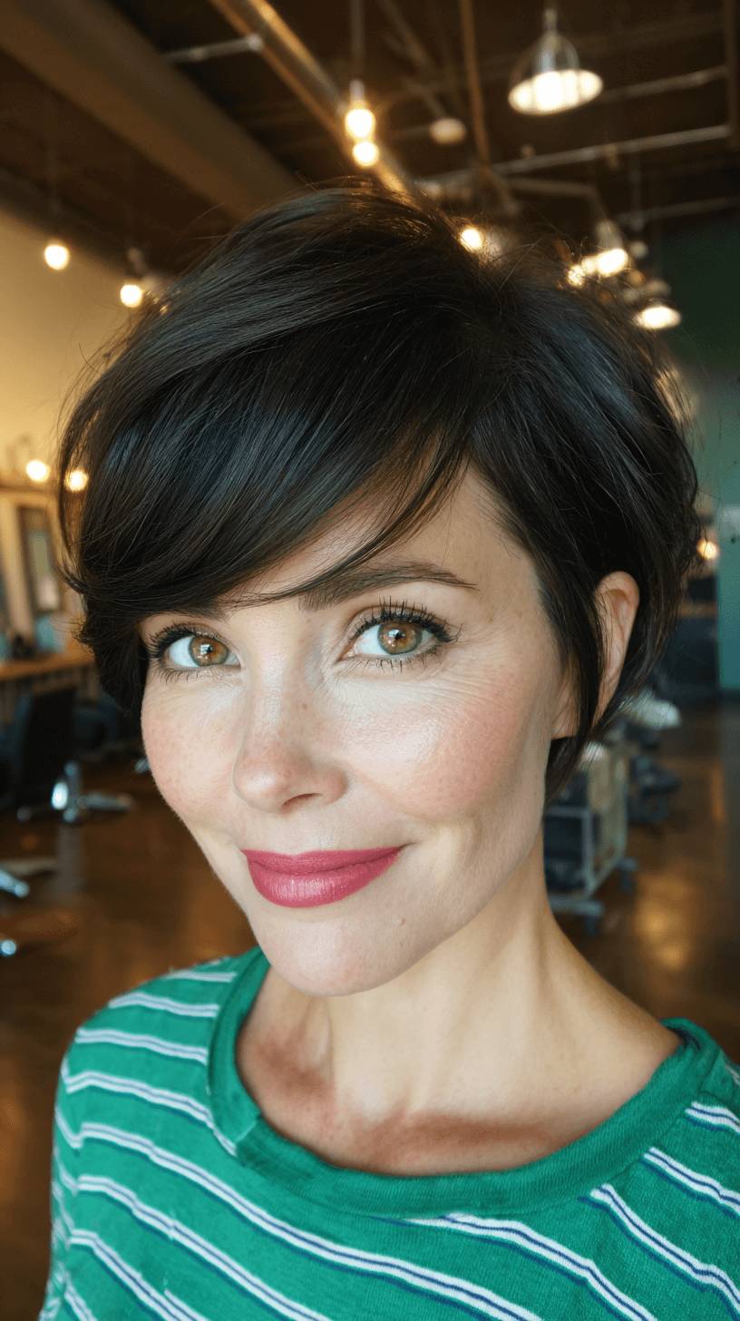 Chic Textured Pixie Cut with Side-Swept Bangs