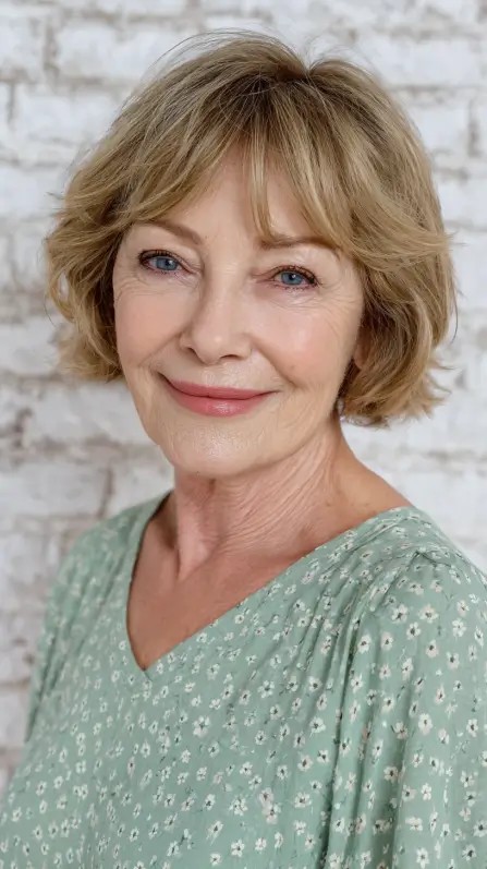 Choppy Light Brown Bob with Soft Face-Framing Layers