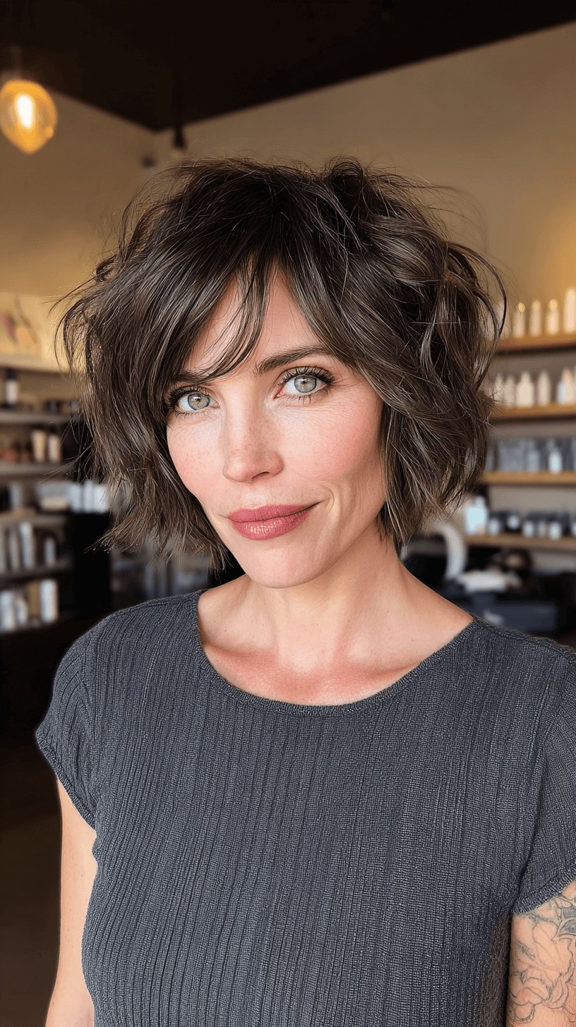 Choppy Textured Bob with Wispy Layers
