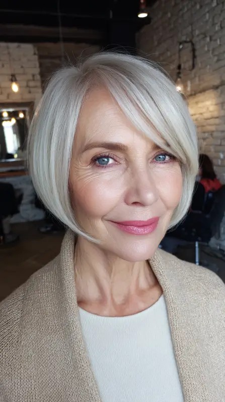 Elegant Blunt Bob with Soft Angled Layers
