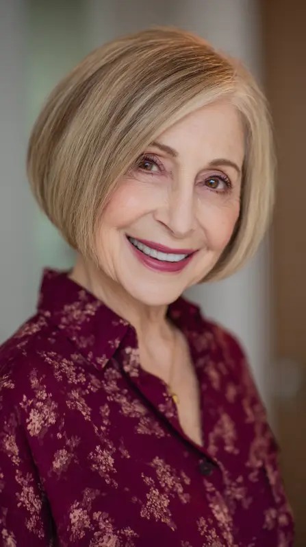 Elegant Light Brown Blunt Bob with Subtle Layers