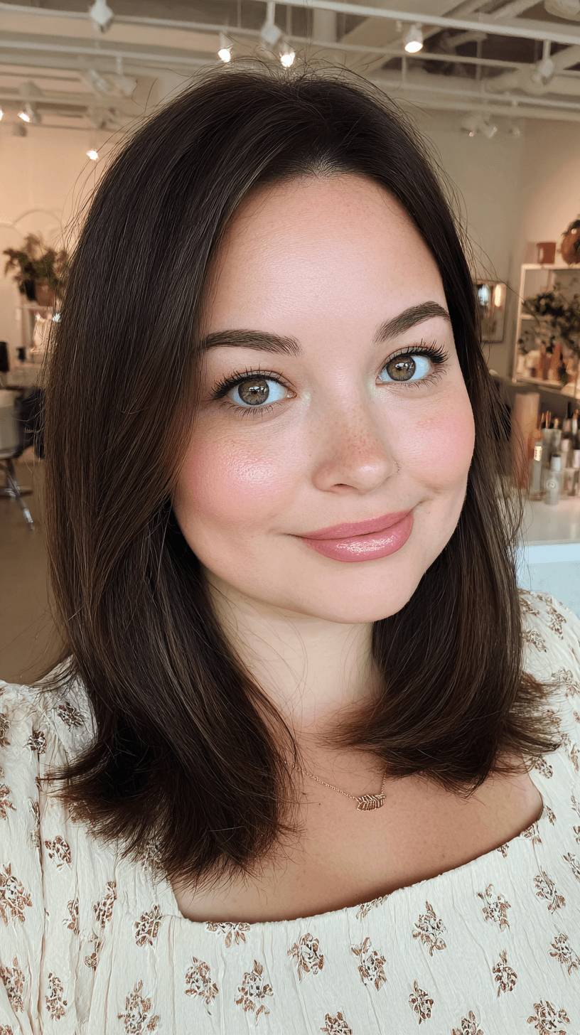 Modern Dark Brown Long Lob with Subtle Layering