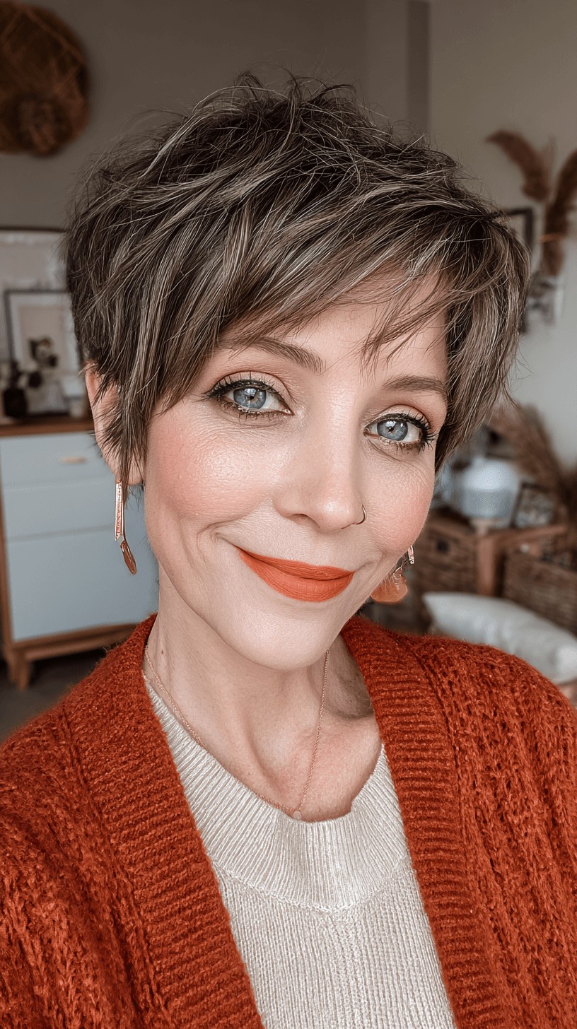 Modern Textured Pixie Cut with Subtle Highlights