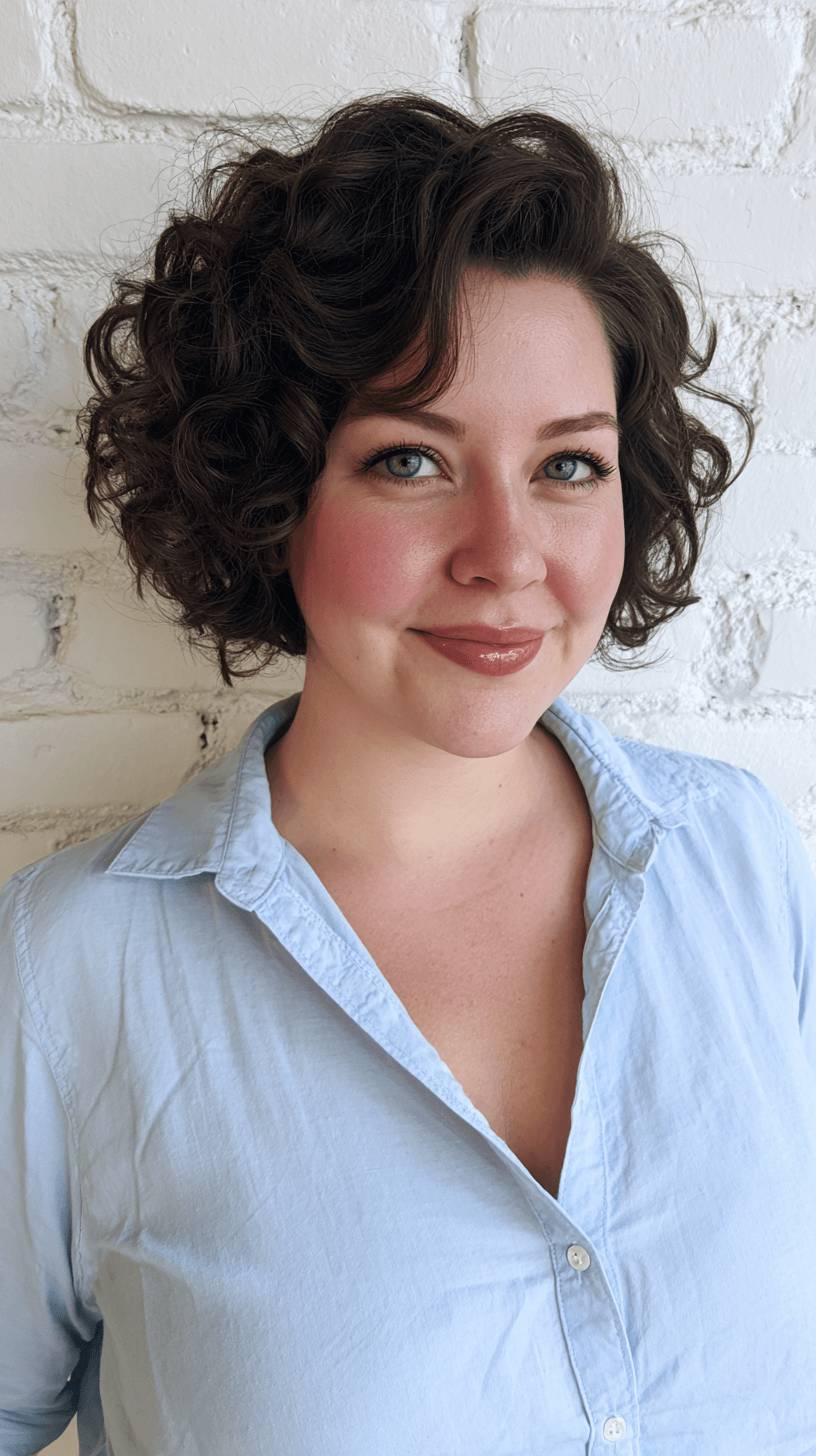 Playful Dark Brown Curly Bob with Defined Curls