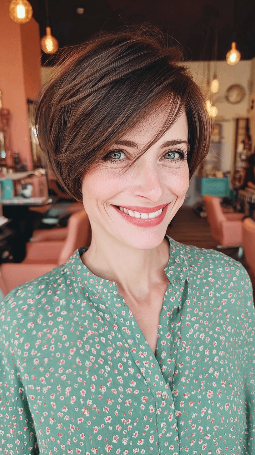 Sleek Textured Bob with Side-Swept Layers