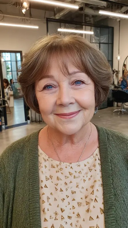 Soft Light Brown Rounded Bob with Subtle Layers
