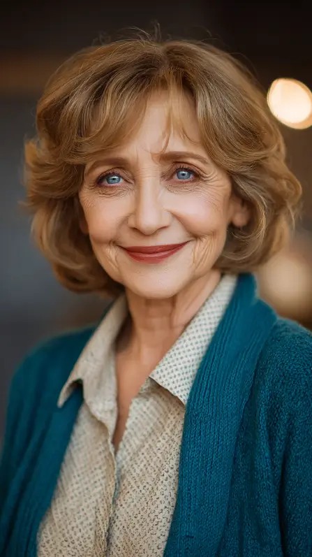 Soft Light Brown Textured Bob with Gentle Waves