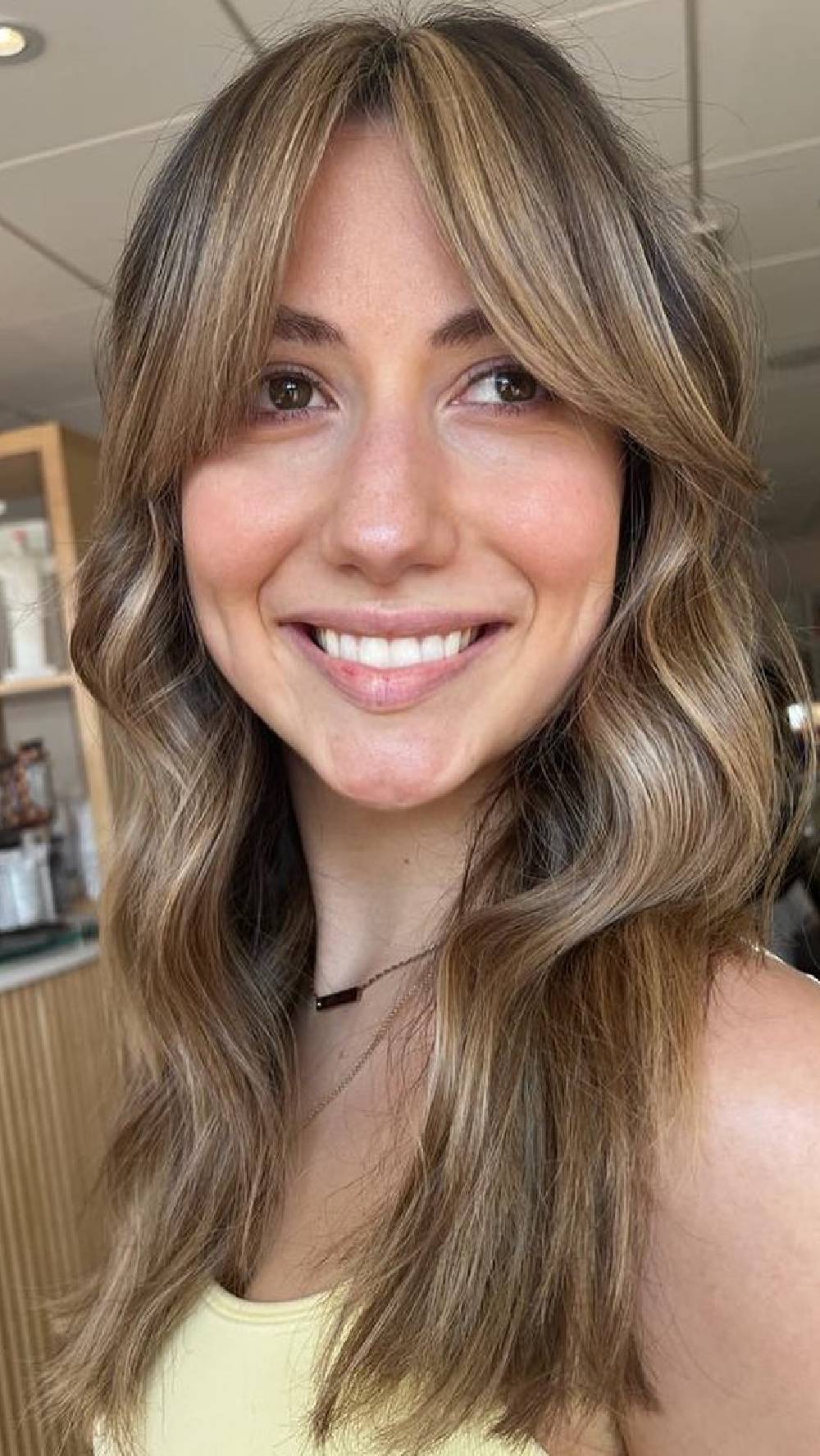 Softly Textured Bangs with Beachy Waves