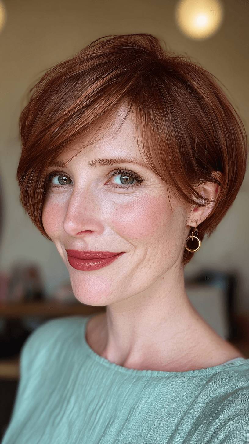 Stylish Copper Bob with Subtle Textured Layers