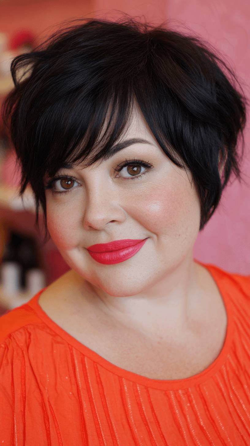 Textured Black Pixie Cut with Feathered Layers