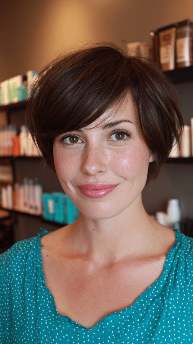 Textured Brown Pixie Cut with Soft Layers
