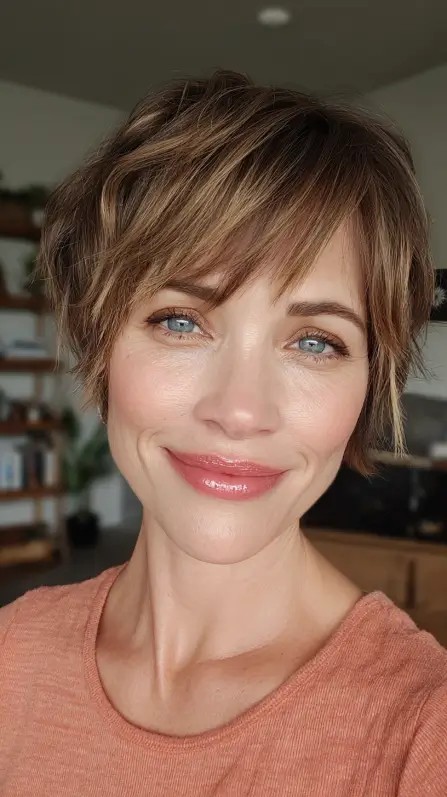 Textured Choppy Pixie Cut with Soft Waves