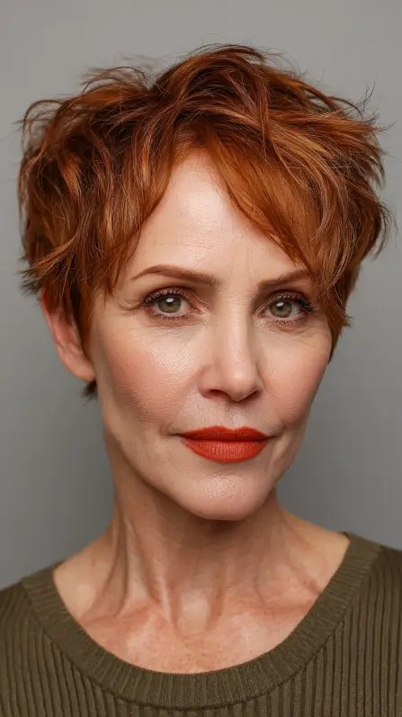 Textured Copper Choppy Pixie Cut