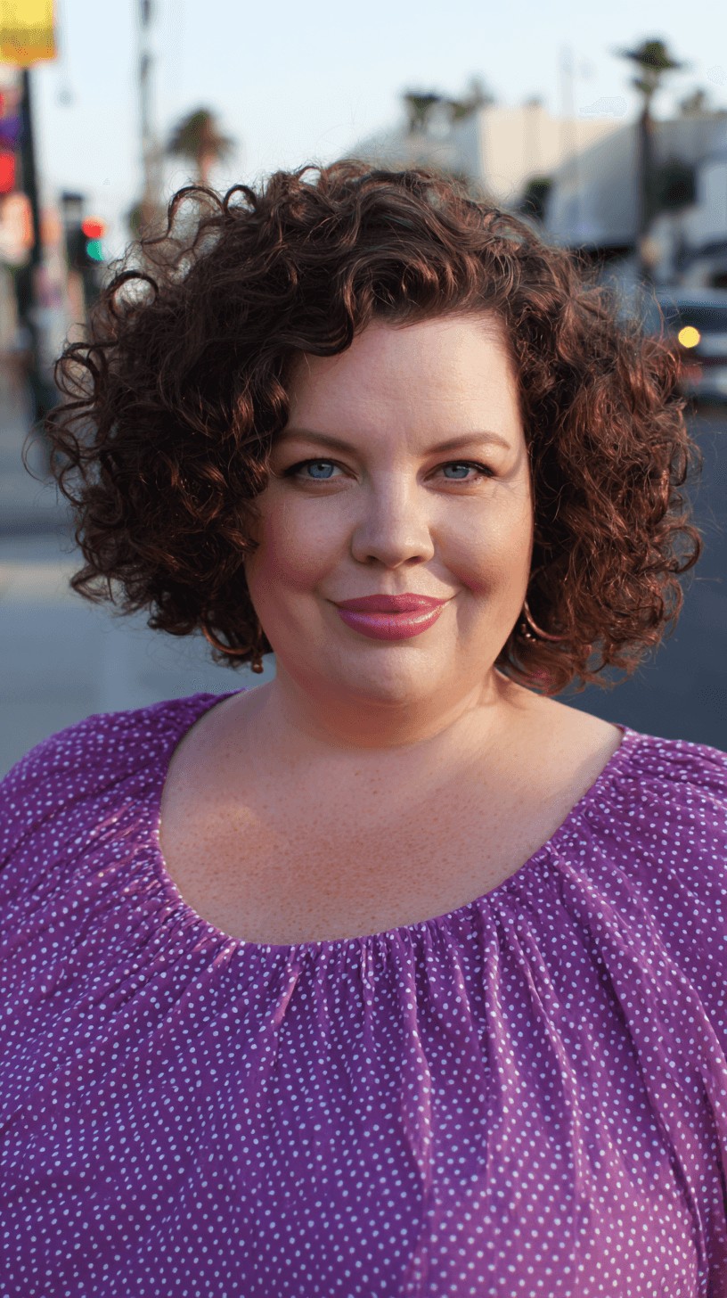 Textured Curly Bob with Face-Framing Layers