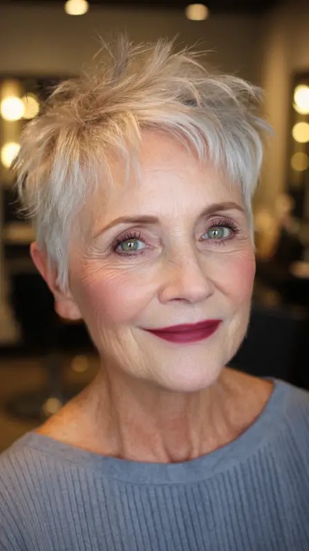 Textured Frosted Pixie Cut with Feathered Layers