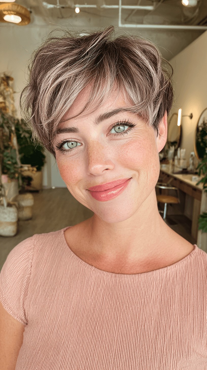 Textured Pixie Cut with Soft Highlights