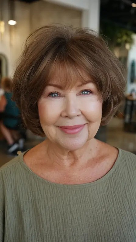 Textured Round Bob with Soft Bangs