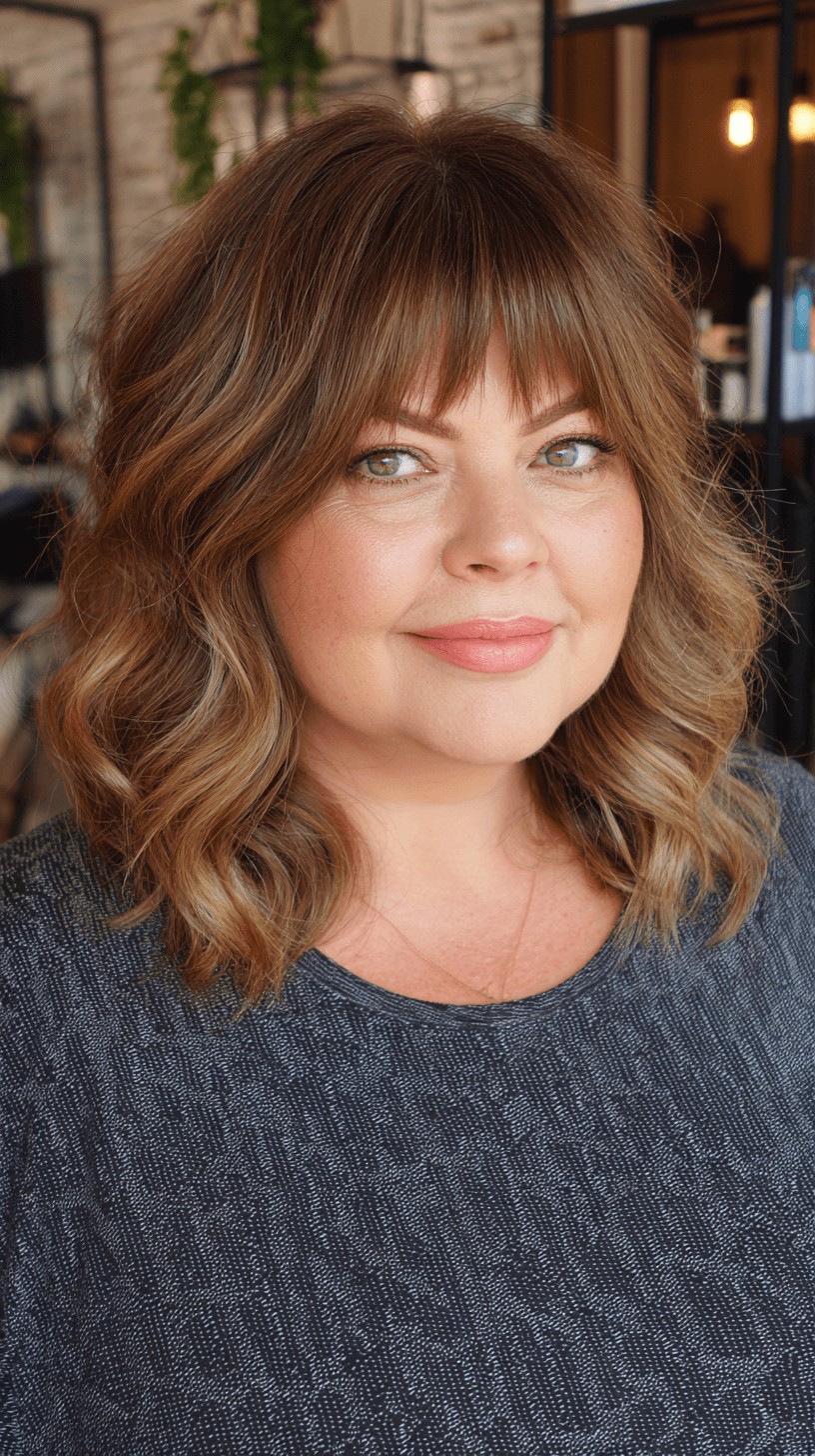 Textured Shoulder-Length Cut with Face-Framing Bangs