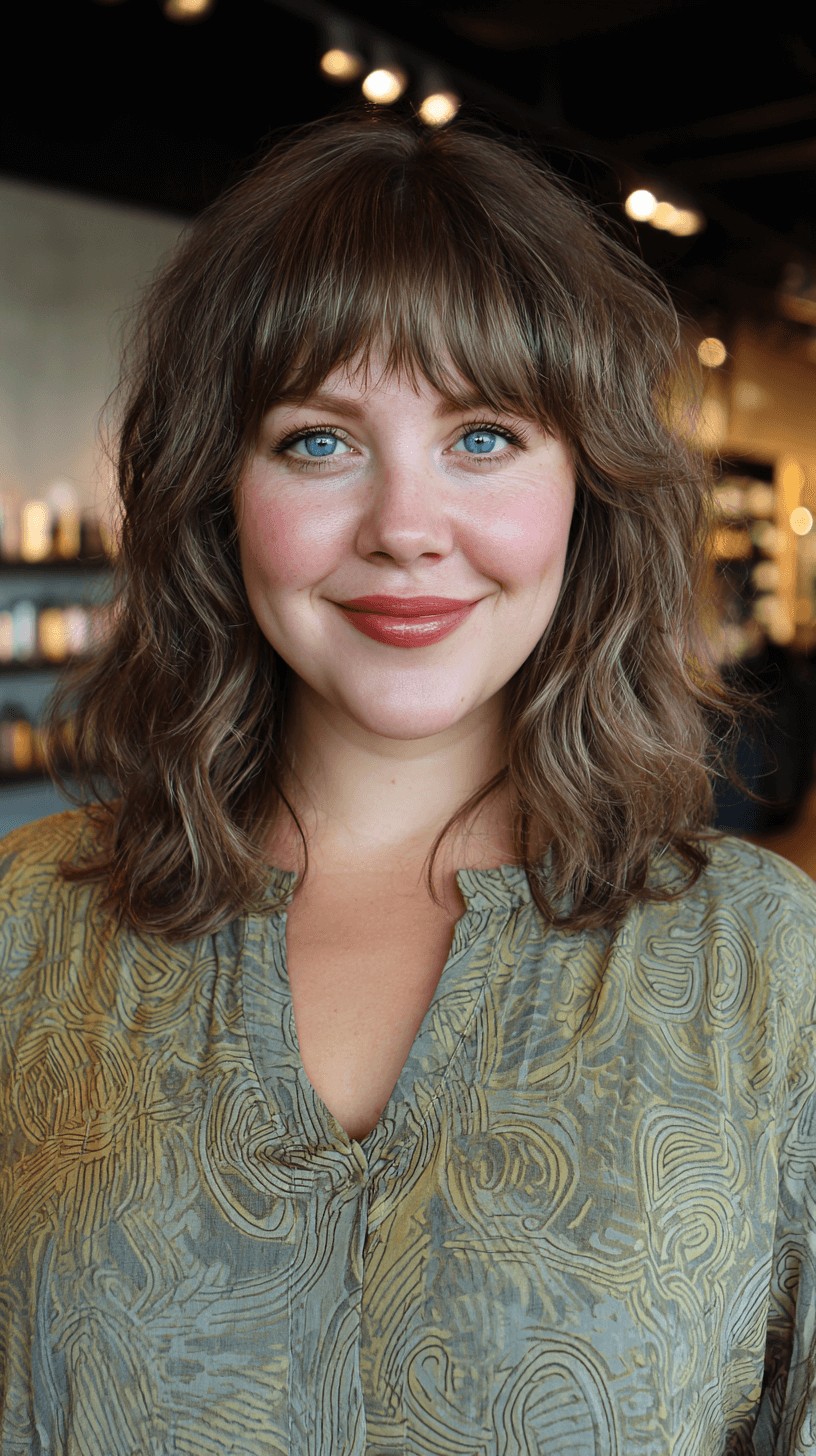 Textured Shoulder-Length Cut with Soft Bangs