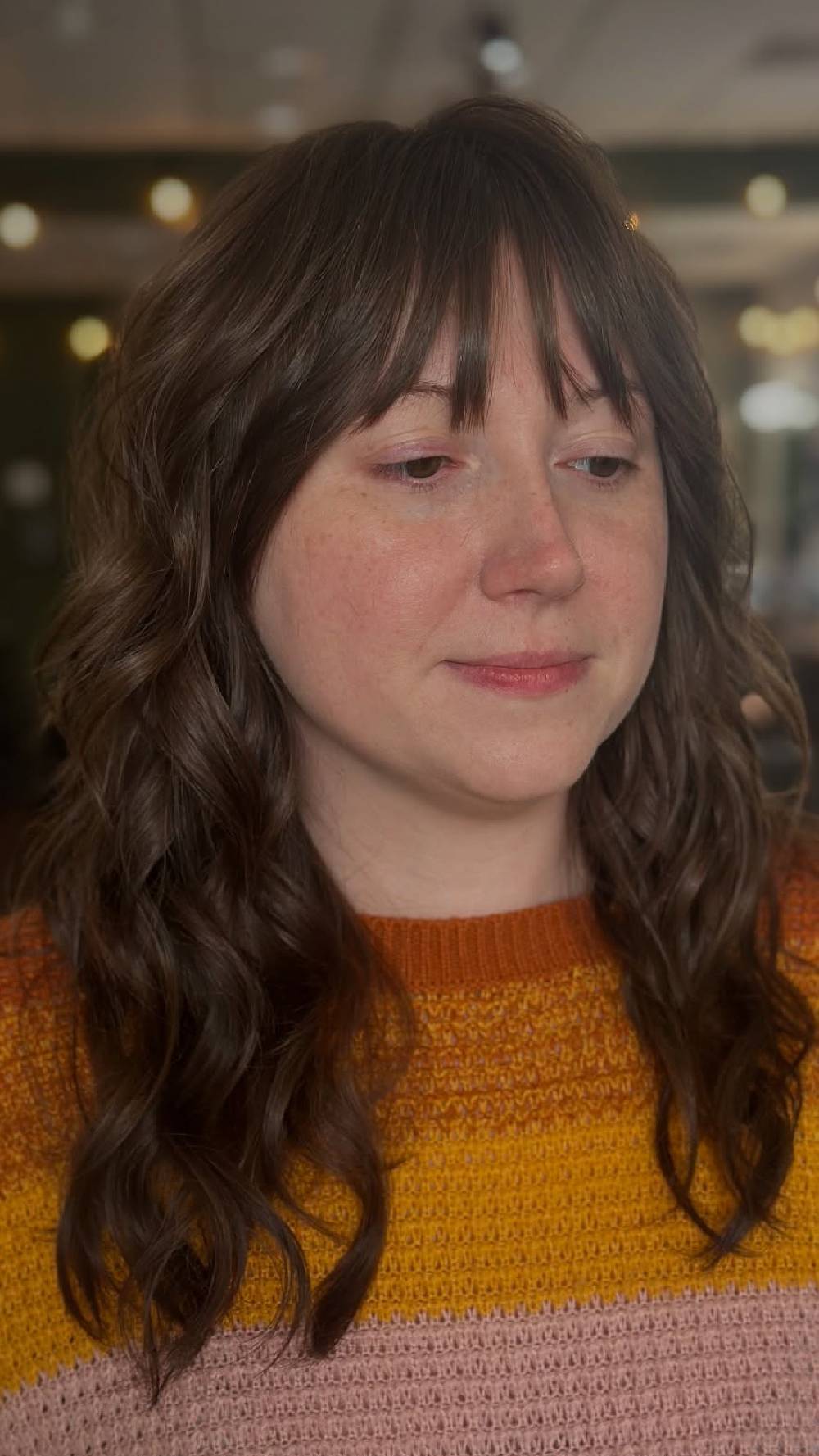 Textured Waves with Soft Curtain Bangs