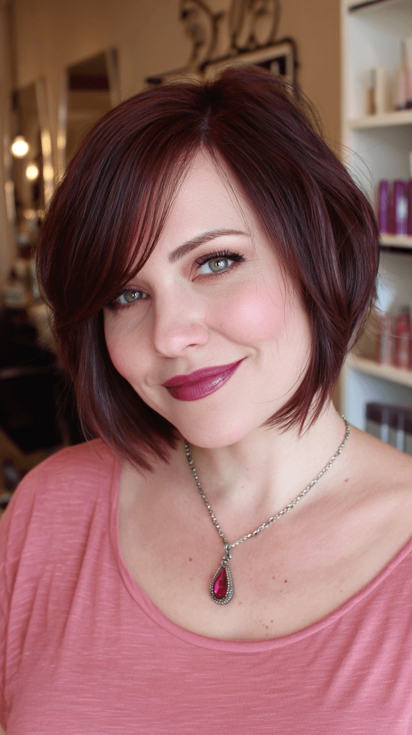 Trendy Textured Bob with Soft Bangs for Round Faces