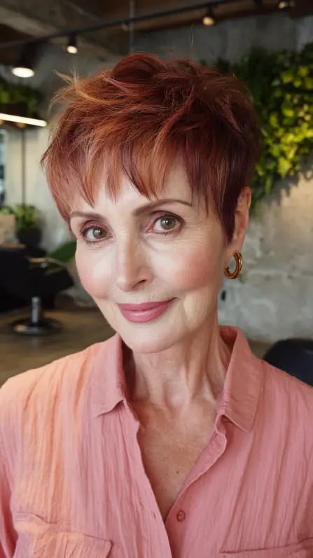 Vibrant Short Choppy Pixie with Textured Layers