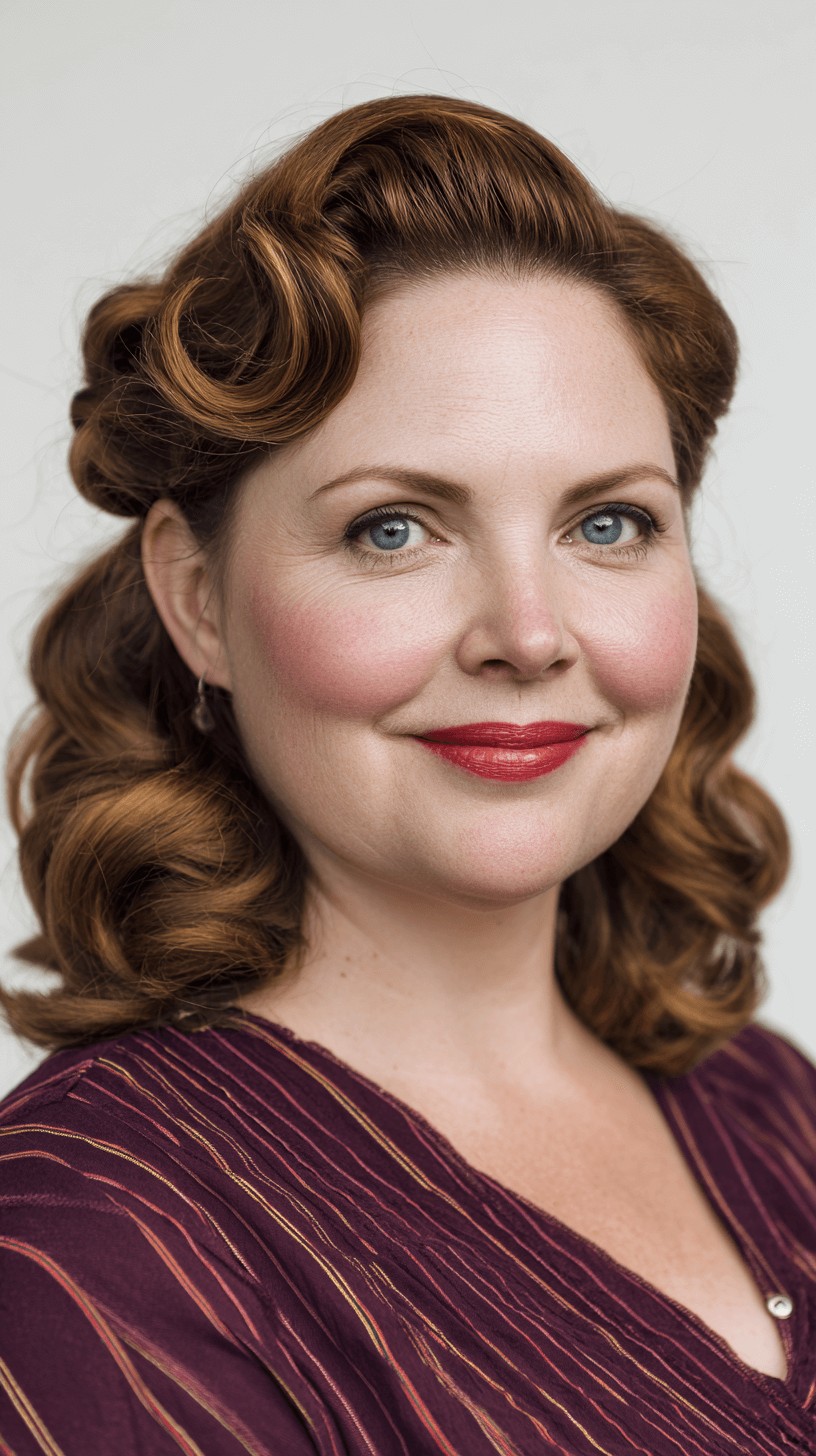 Vintage-Inspired Glamorous Curls with Side Volume