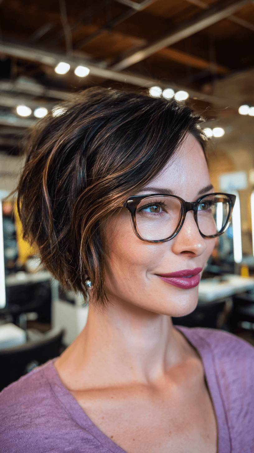 Chic Layered Stacked Bob with Subtle Highlights