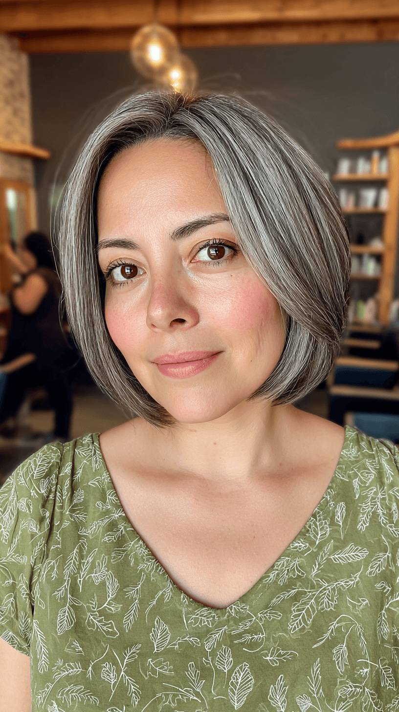 Chic Blunt Bob with Soft Gray Highlights