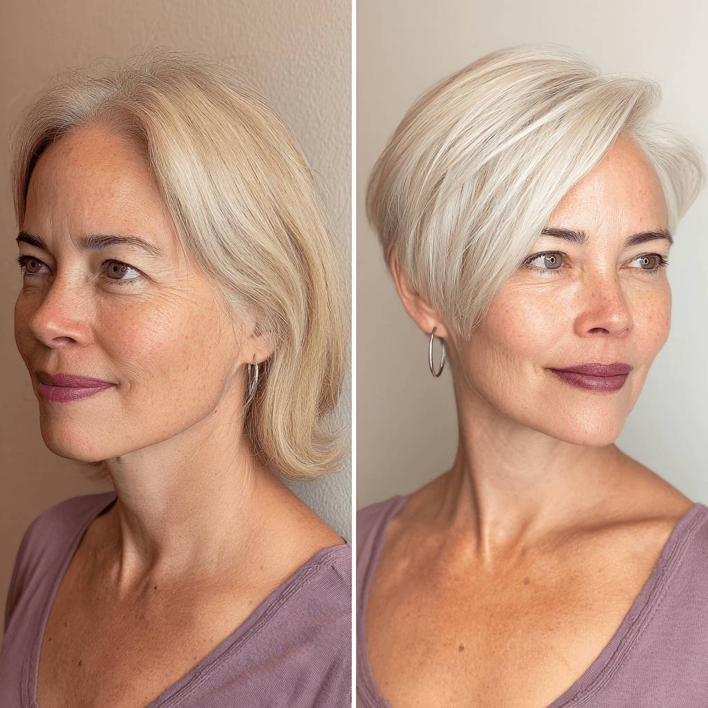 Chic Short Layered Cut with Bright Platinum Finish