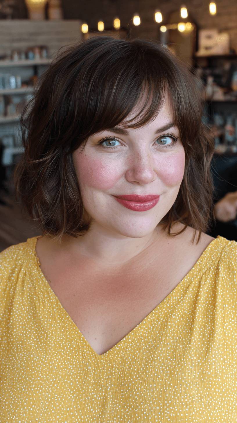 Chic Textured Lob with Soft Bangs