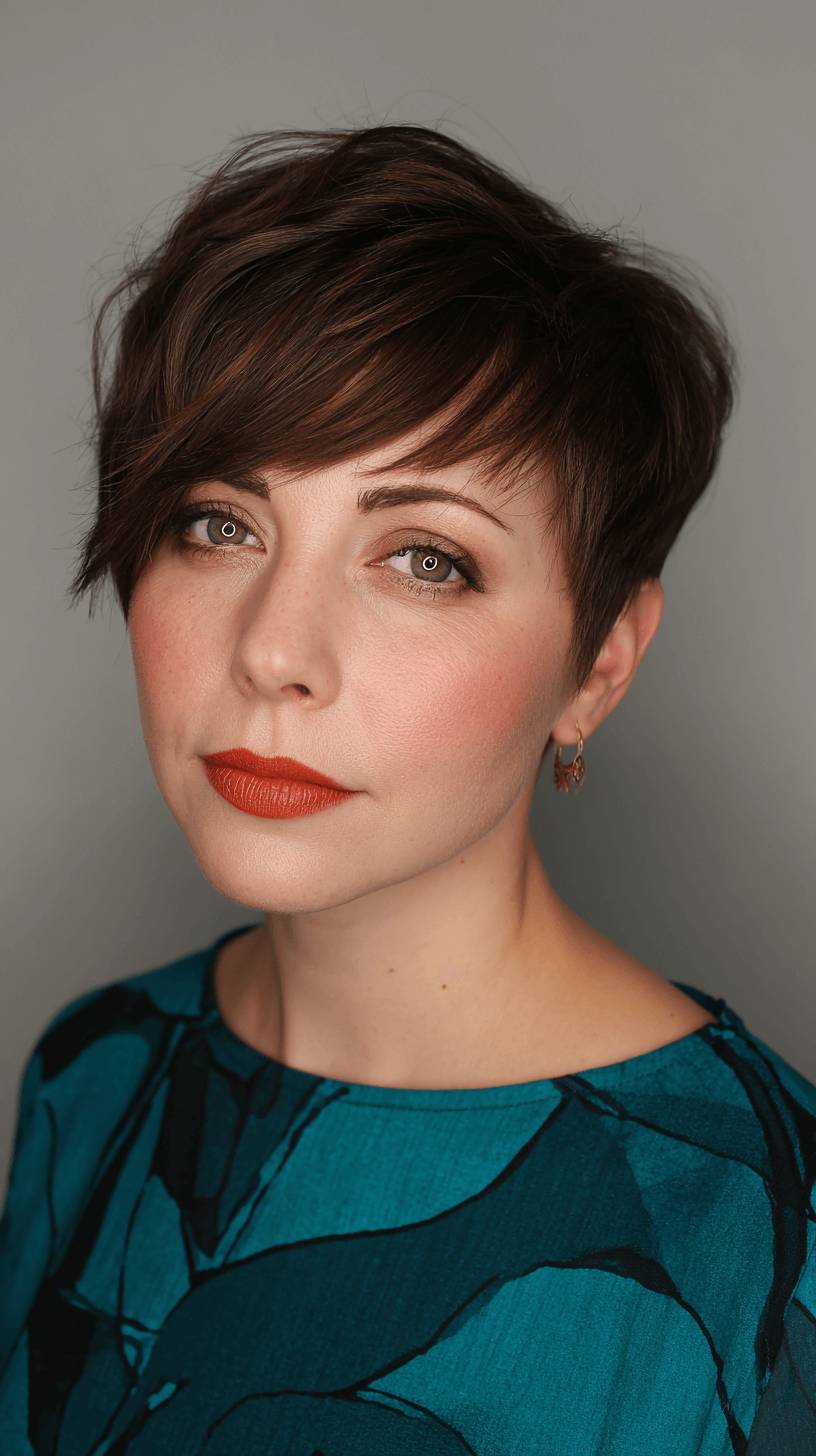 Chic Textured Short Pixie with Side-Swept Bangs