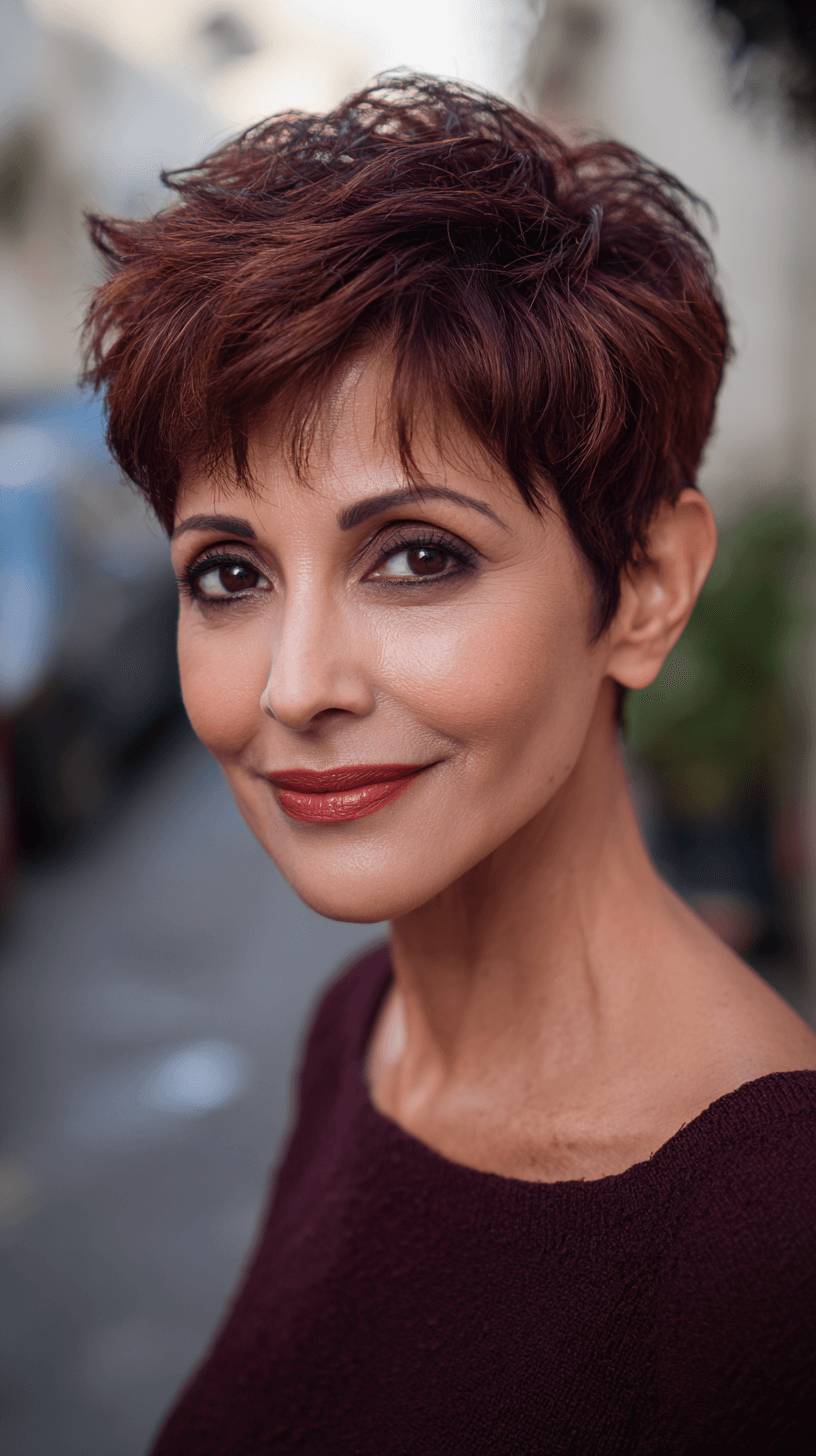 Dynamic Short Textured Cut with Rich Red Highlights
