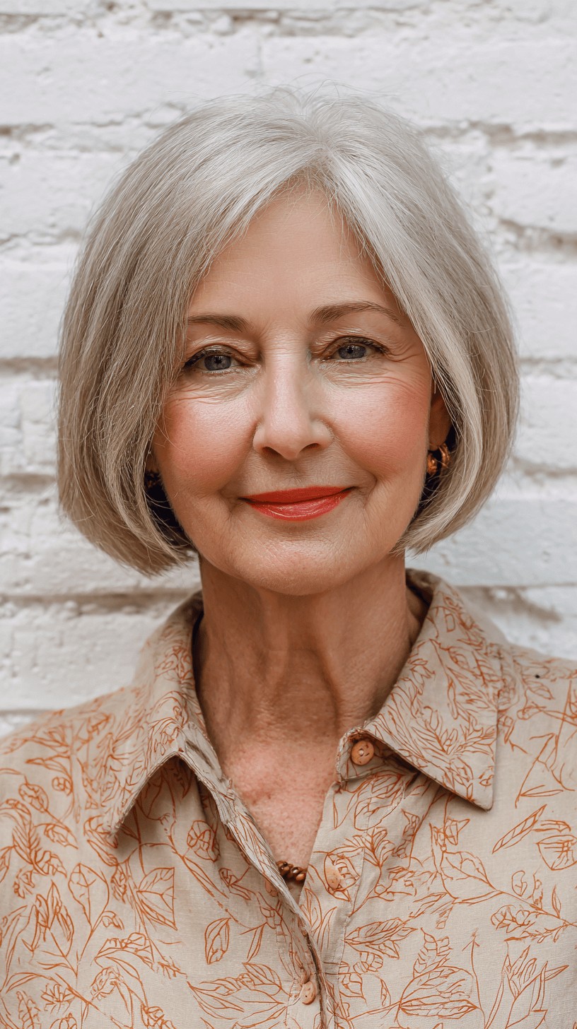 Elegant Soft Gray Blunt Bob with Subtle Layers