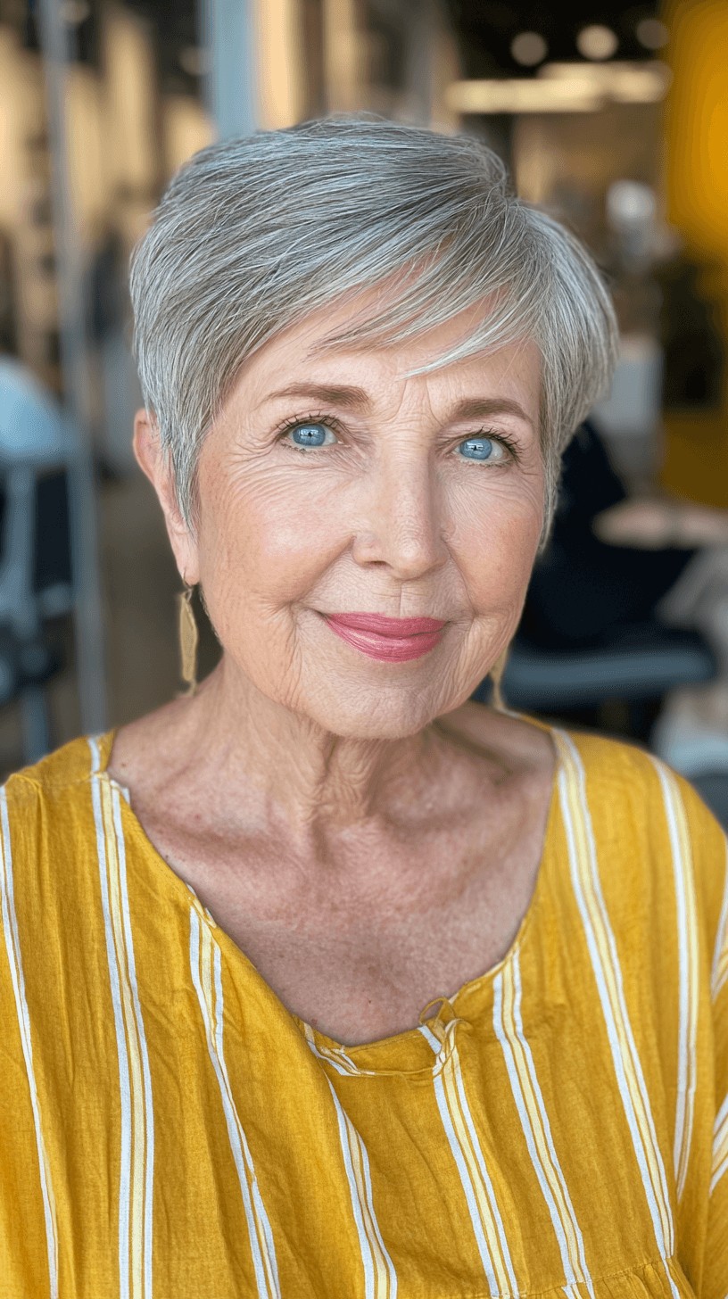 Elegant Textured Silver Pixie Cut