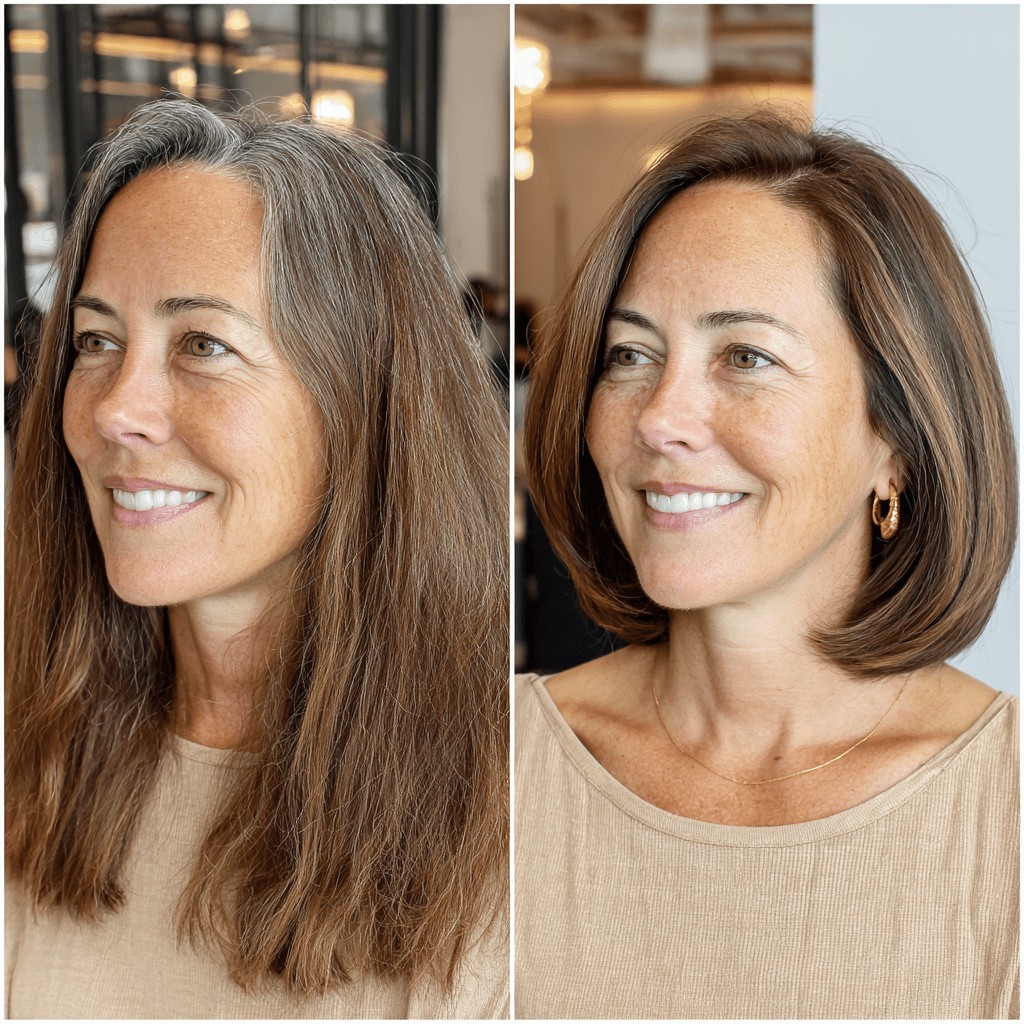 Polished Blunt Bob with Subtle Dimension