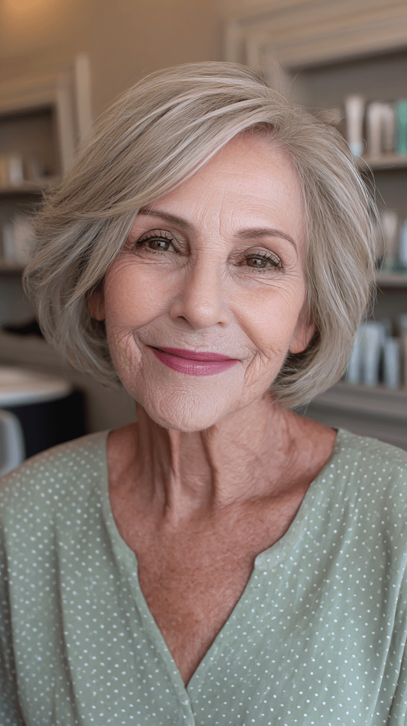 Softly Textured Silver Bob with Subtle Layers